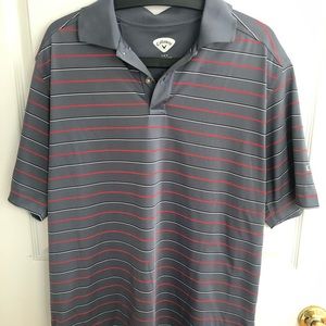 Callaway Golf Shirt - Size Large, Gray with Red Stripes - PRE-OWNED (Not Worn)